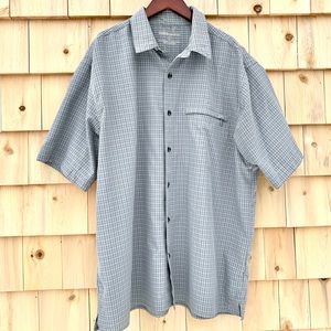 Men’s Eddie Bauer Sport Gray Plaid Short Sleeve-L